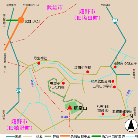 唐泉山(生活環境保全林)アクセス図