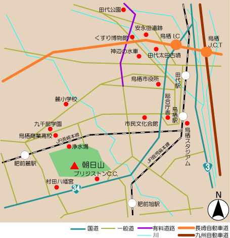 朝日山(生活環境保全林)アクセス図