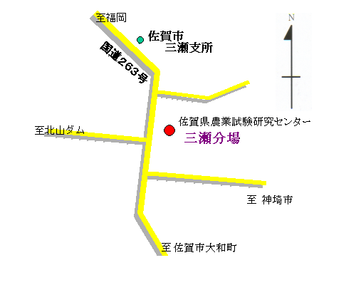 農業試験研究センター三瀬分場の位置図