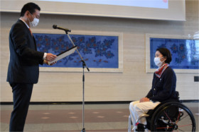 大谷桃子選手　県民栄誉賞授与式を行いました