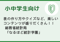 はじめての統計「初級」小中学生向け　表の作り方やクイズなど、楽しいコンテンツが盛りだくさん！！総務省統計局　「なるほど統計学園」