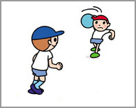 ドッジボールをしている様子のイラスト