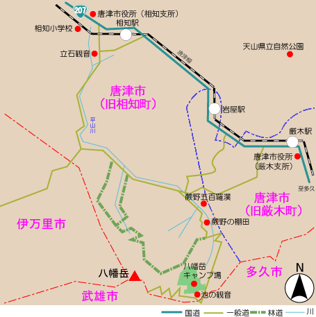 八幡岳(多目的保安林)アクセス図