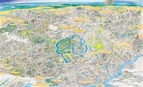 山口晃《東京圖 1・0・4輪之段》2018～、山種美術館蔵撮影：浅井謙介（NISSHAエフエイト株式会社）©︎YAMAGUCHI Akira Courtesy of Mizuma Art Gallery