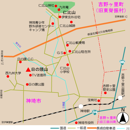 仁比山(多目的保安林)アクセス図