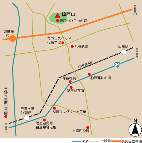 鎮西山(生活環境保全林)アクセス図
