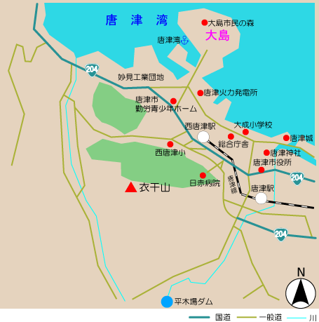 衣干山(生活環境保全林)アクセス図