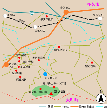 鬼ノ鼻(生活環境保全林)アクセス図