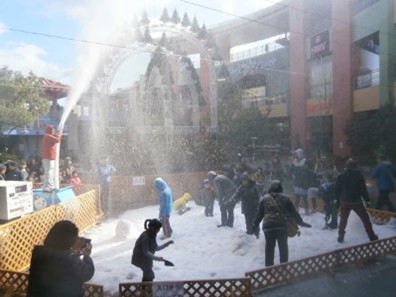 スノーマシンによる降雪演出