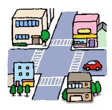 街並み：交差点のイラスト