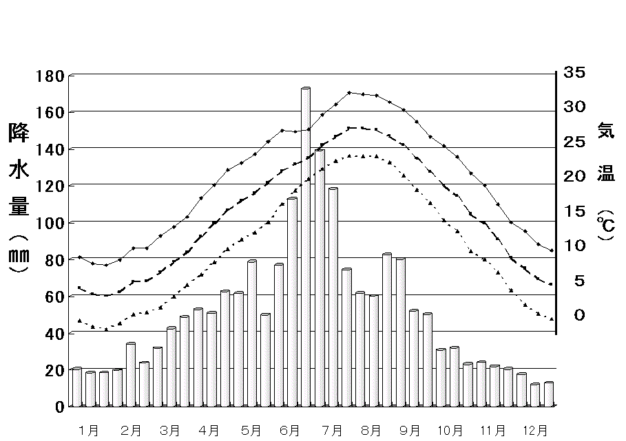図A-2　佐賀の気温と降水量