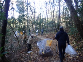 ボランティアによる落ち葉かき