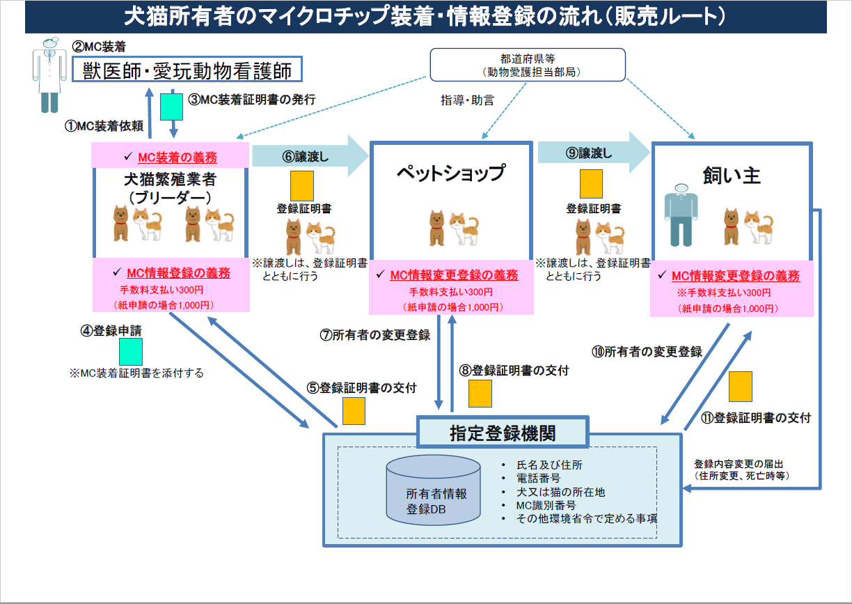 マイクロチップ装着・登録の流れ