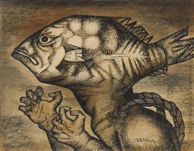 池田龍雄《怒りの海》1953年、東京国立近代美術館蔵